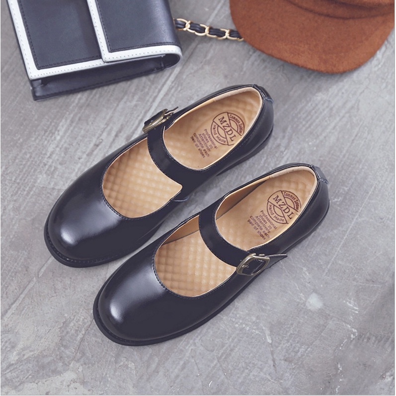 Mary Jane shoes (bản đế thấp)- Giày da bò nữ