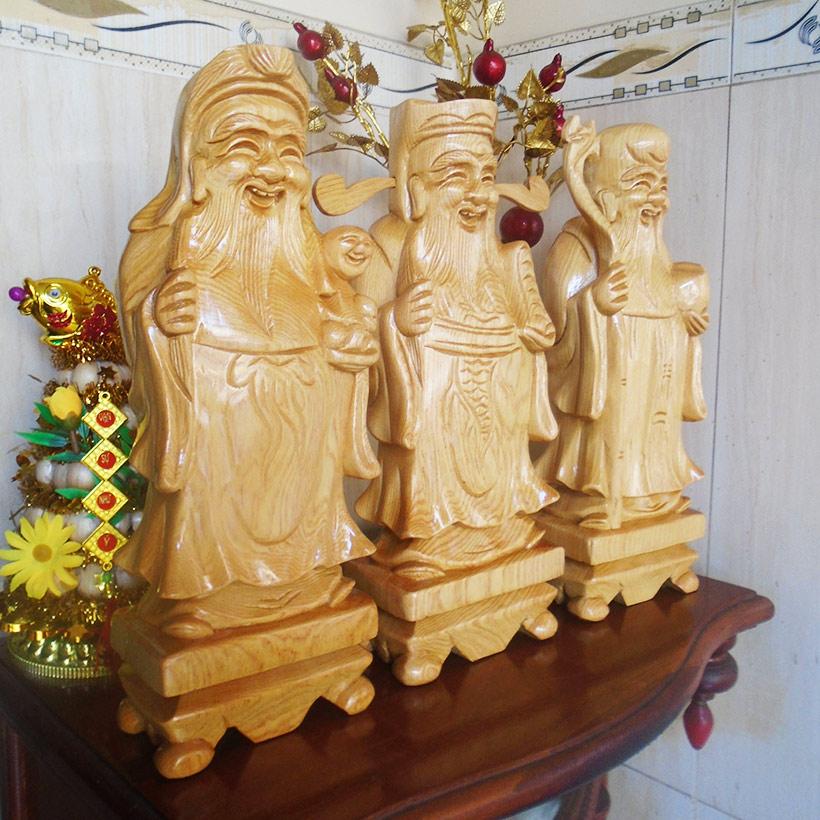 Tượng gỗ Tam Đa Phúc Lộc Thọ  Gỗ Pơmu