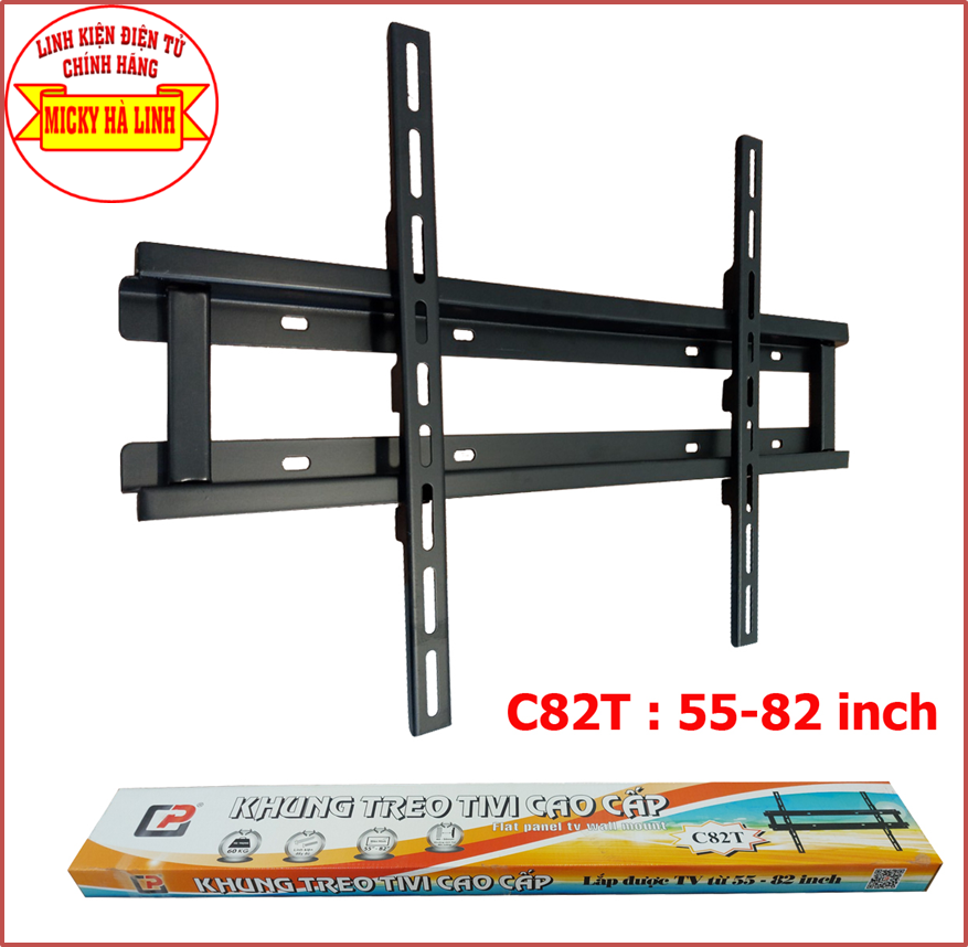 Khung treo tv cố định, giá treo tivi áp tường từ 55-82. dùng được cho các loại tv siêu mỏng như lcd, led, plasma từ 55" đến 82"