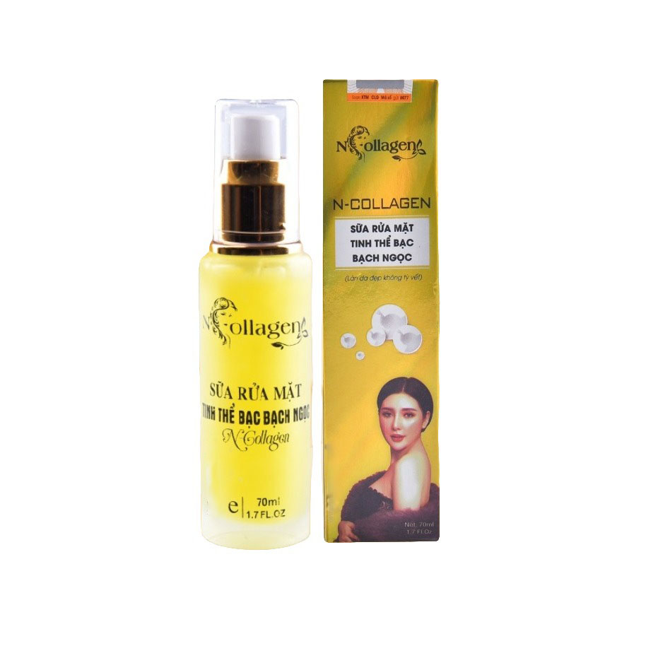 Sữa rửa mặt giảm mụn - Sữa rửa mặt tinh thể bạc bạch ngọc Ncollagen 70 ml