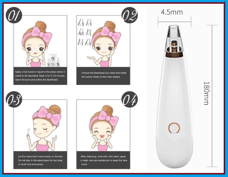 Máy hút mụn đầu đen 3 đầu BLACK HEAD DETECTOR