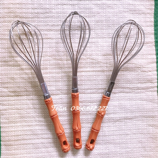 Cây Đánh Trứng Inox Cán Trúc Nhiều Size