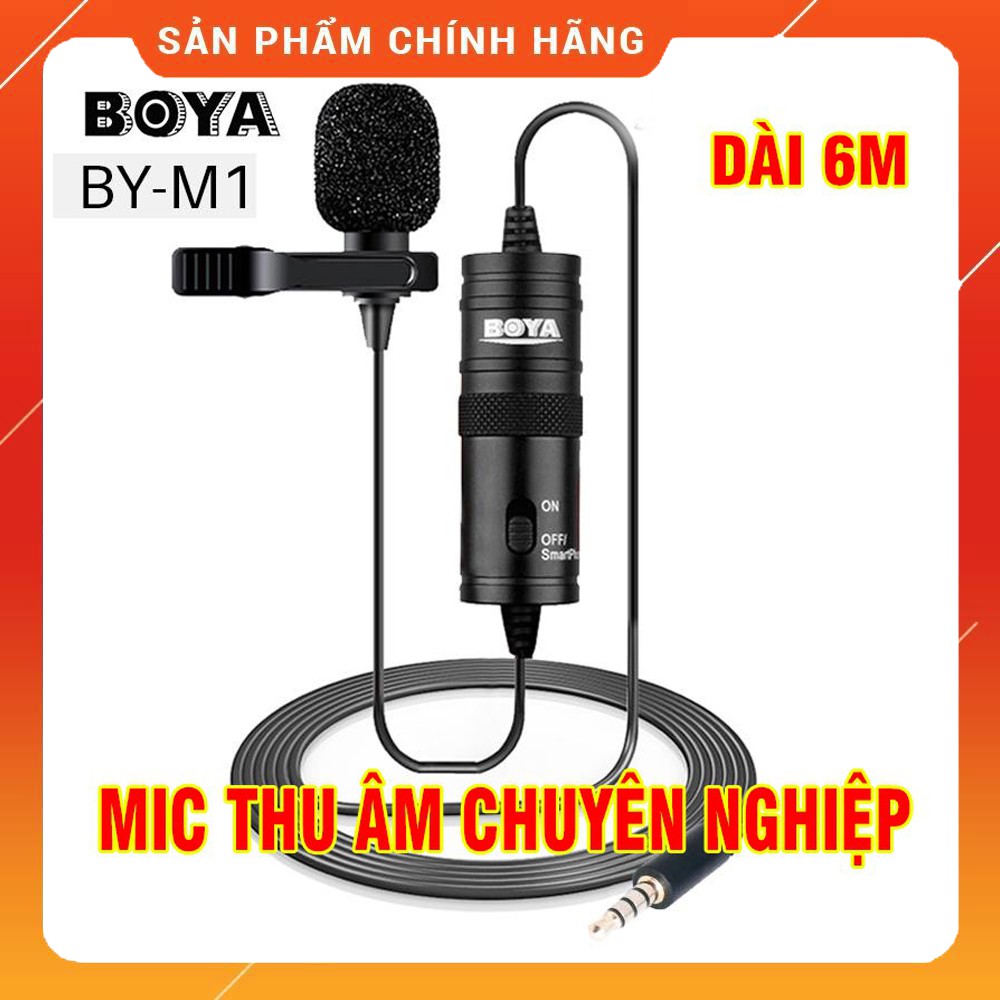 Mic Thu Âm Cho Điện Thoại Và Máy Ảnh BOYA BY-M1 Microphone Cài Áo Boya