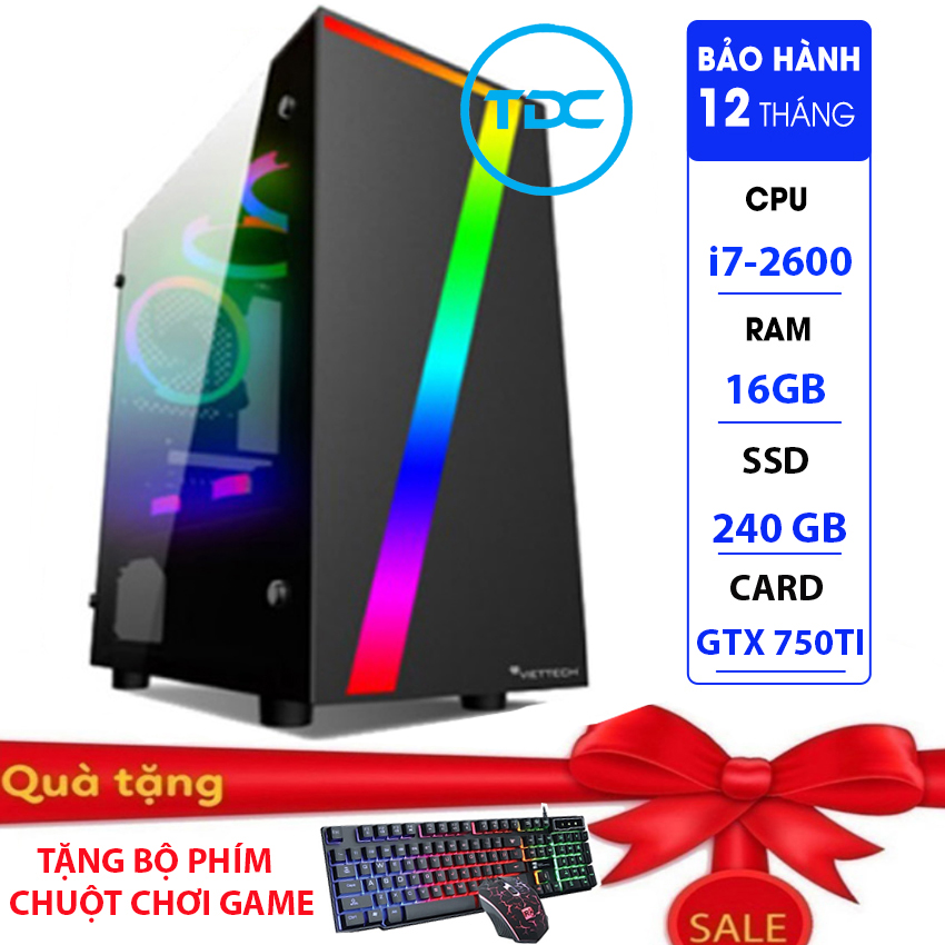 Max pc gaming x7 cpu core i7-2600 ram 16gb ssd 240gb gtx 750ti chơi pubg,lol, cf, fifa4, đế chế ...+ tặng ngay bàn phím giả cơ,chuột led 7 màu - máy tính chơi game,thùng cây máy tính để bàn chơi game