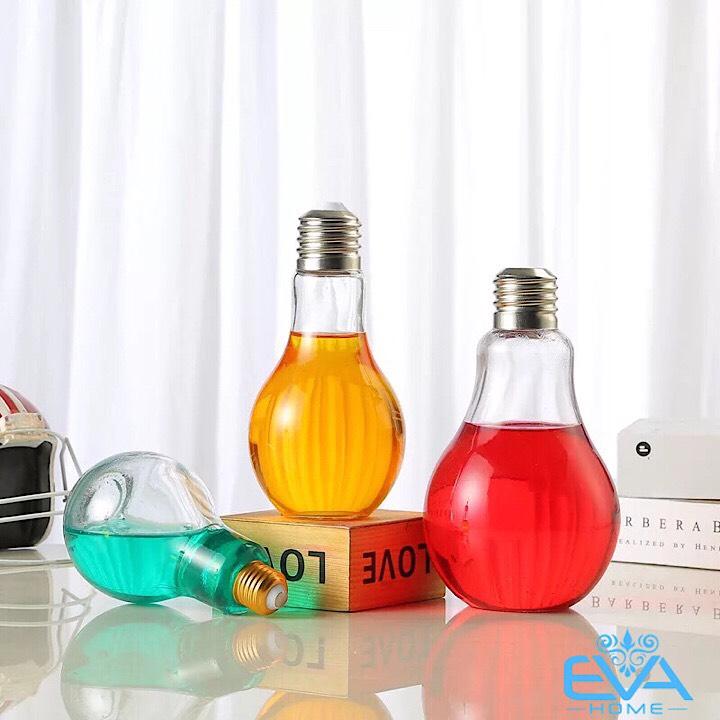 Combo 4 ly-4 bình Thuỷ Tinh Kiểu Dáng Bóng Đèn Dây tóc 400 ml