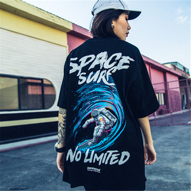 [HCM]Áo thun Go&Go SPACESURF Form Rộng Nam Nữ phong cách Hàn Quốc - họa tiết Phi hành gia - MS001