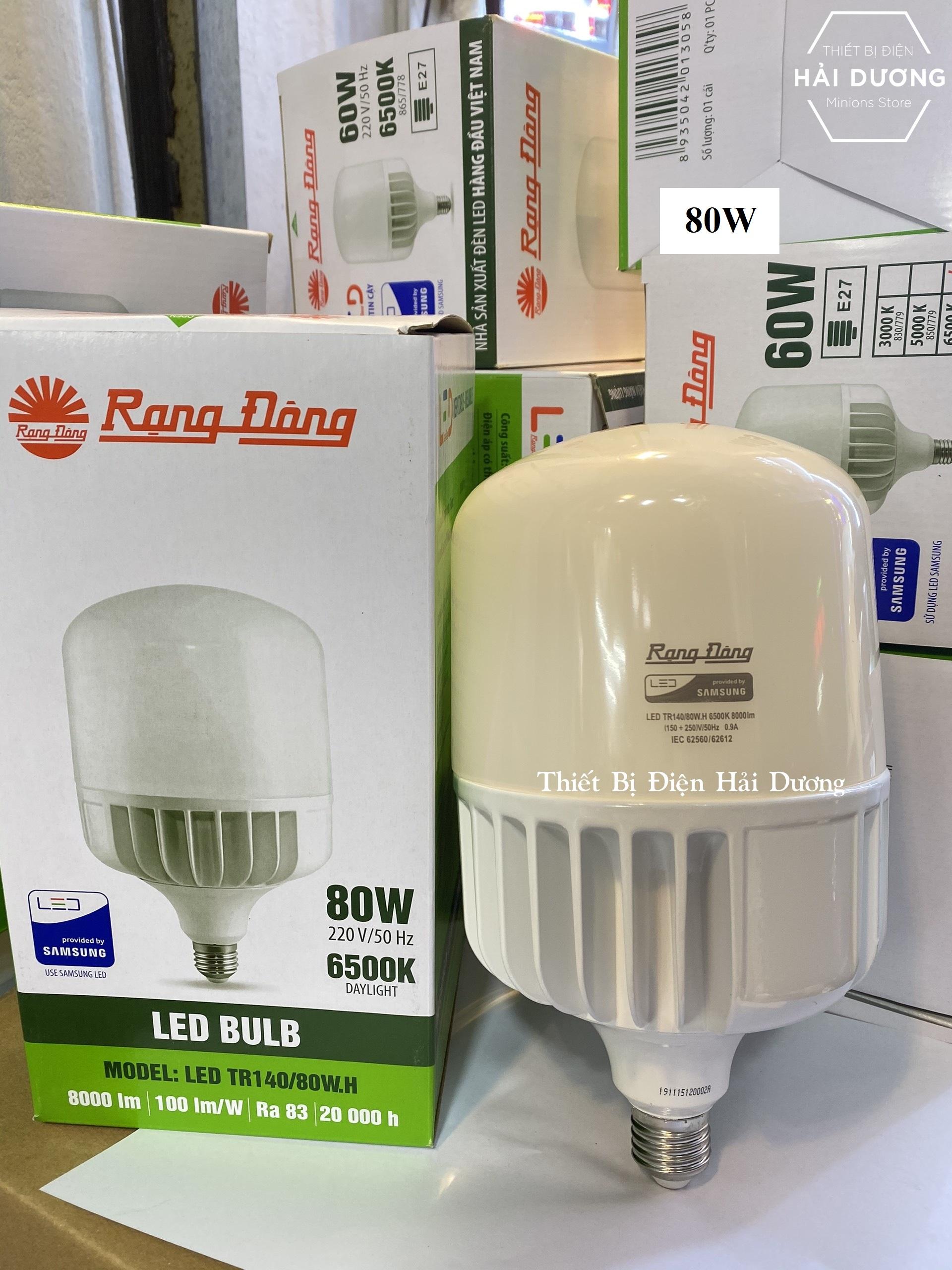 Bóng đèn LED BULB Trụ 60W - 80W Rạng Đông - Chip Led Sam Sung - Nhôm đúc cao cấp Đui E27 tiết kiệm điện Bảo vệ mắt Siêu Sáng Tuổi thọ 15000 giờ BẢO HÀNH 2 NĂM ĐỔI MỚI