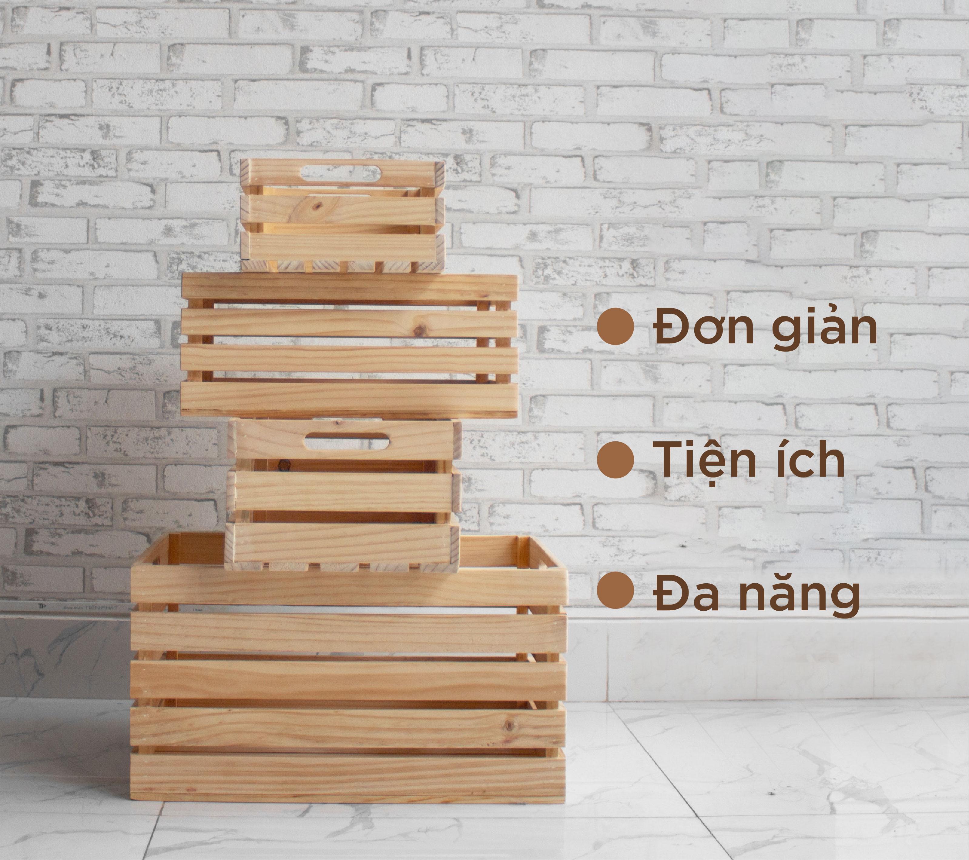 THÙNG GỖ TRANG TRÍ PALLET - KỆ TRANG TRÍ ĐA NĂNG - SIZE M