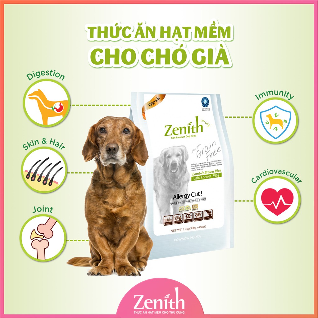 Thức ăn hạt mềm cho chó già Zenith