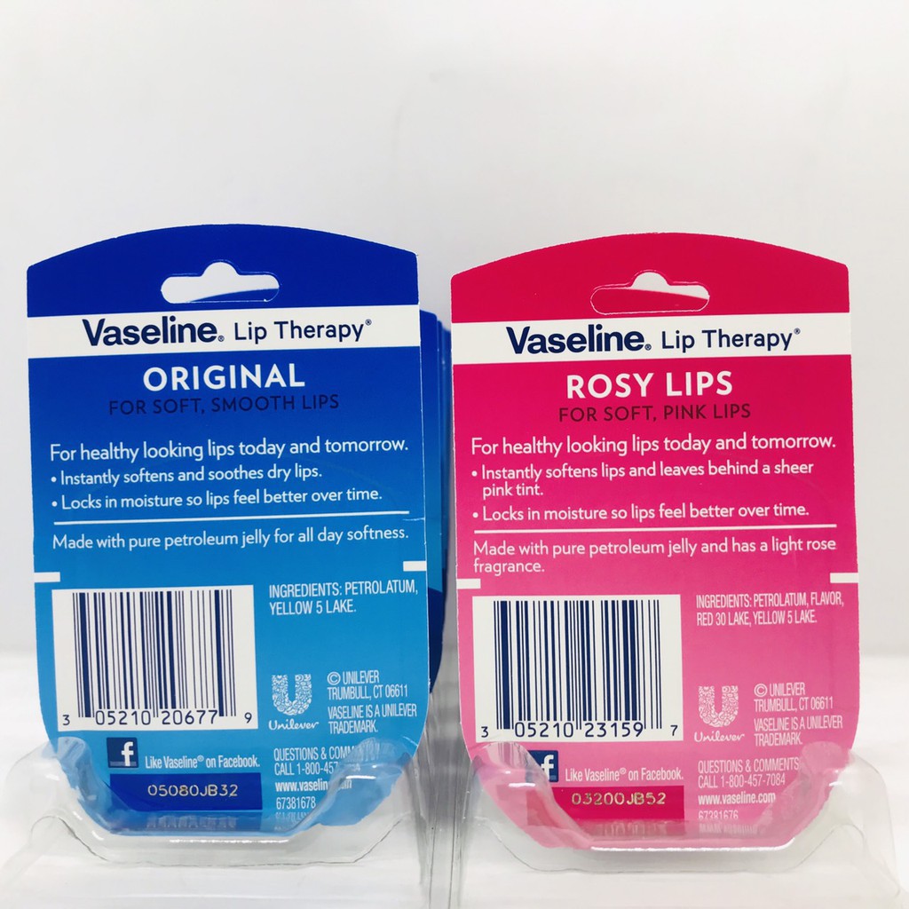 Sáp Dưỡng Môi Mềm Mịn Vaseline Original/ Rosy Lips 7g ( DATE MỚI)