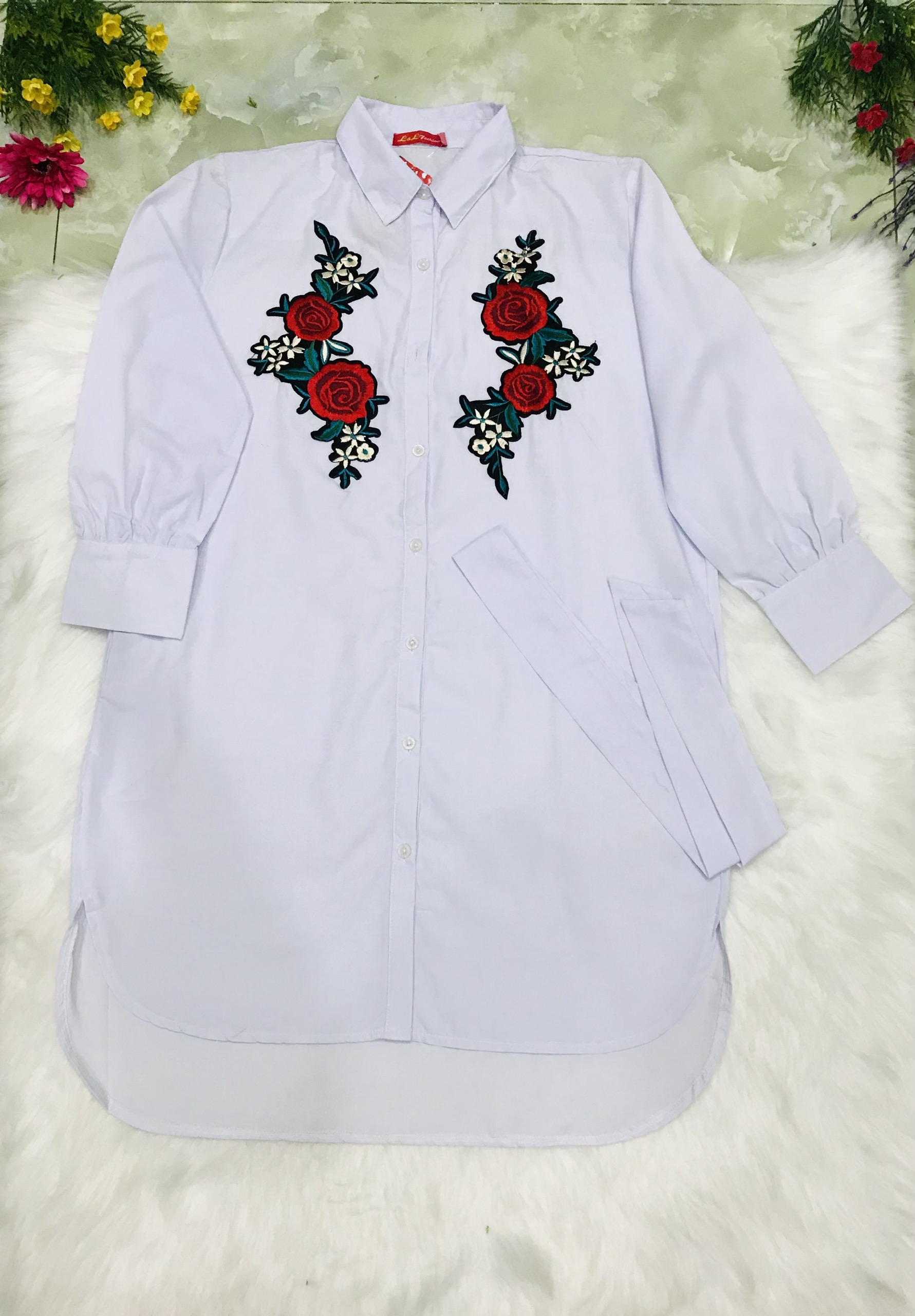 Đầm kate nữ chất kate trắng thêu hoa hồng size s-xl