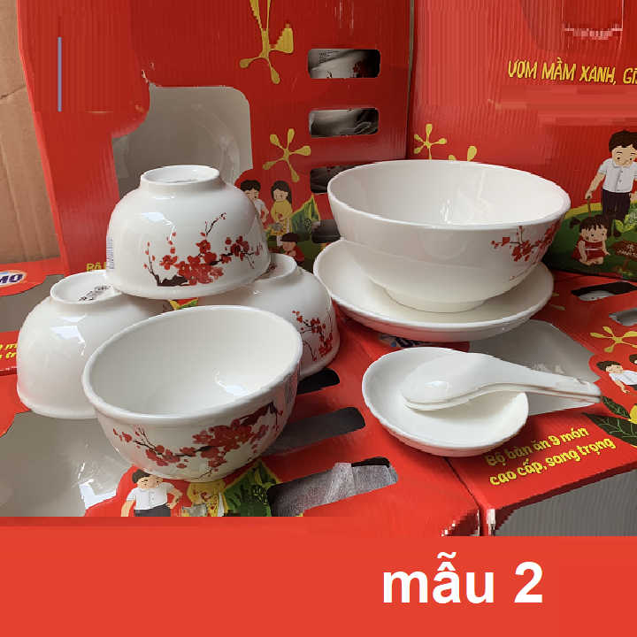 [HCM]bộ chén tô dĩa sứ hoa đào - bộ chén tô dĩa sứ