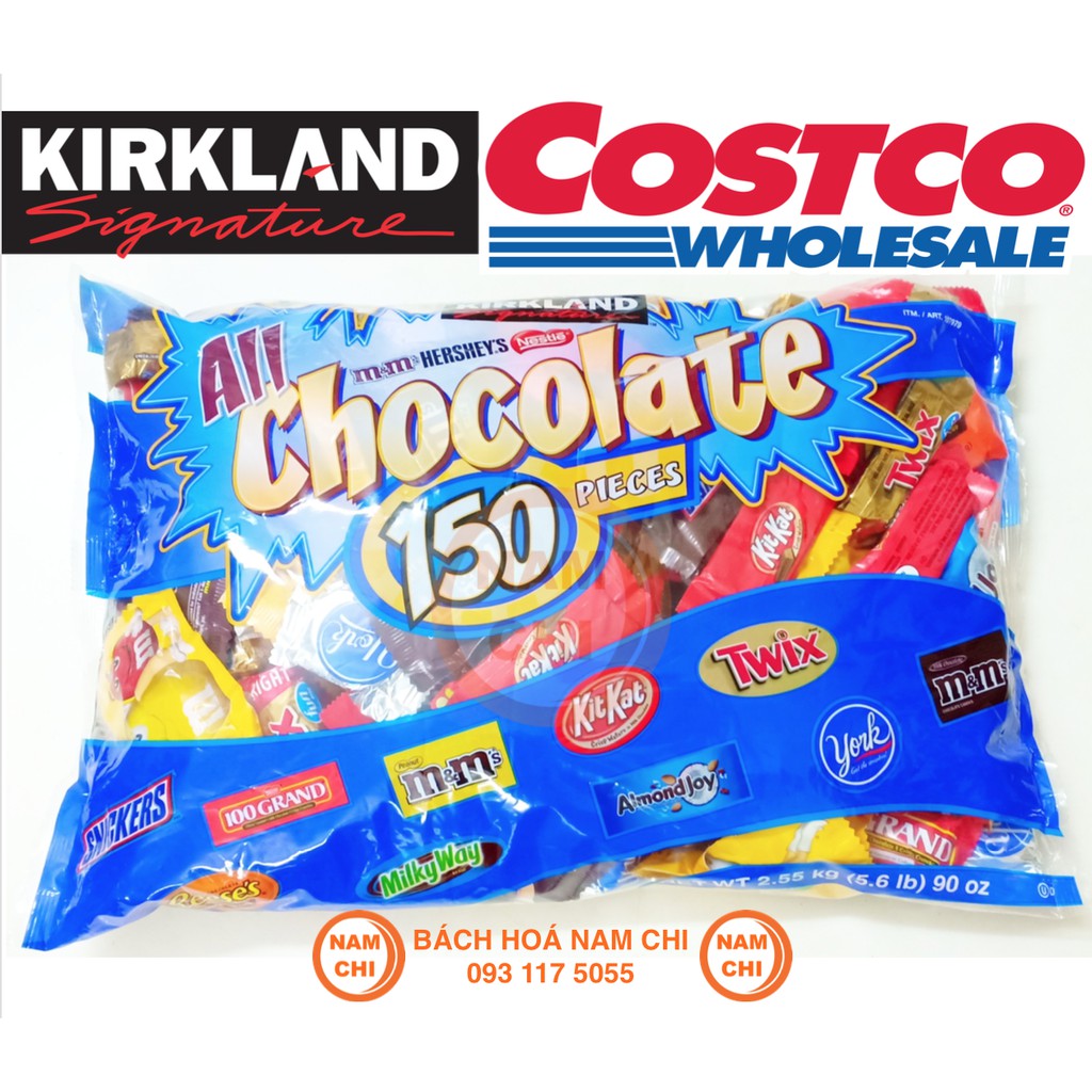 Socola 150 Viên Tổng Hợp Kirkland Mix Đủ Loại Sô Cô La Mỹ 2.55kg