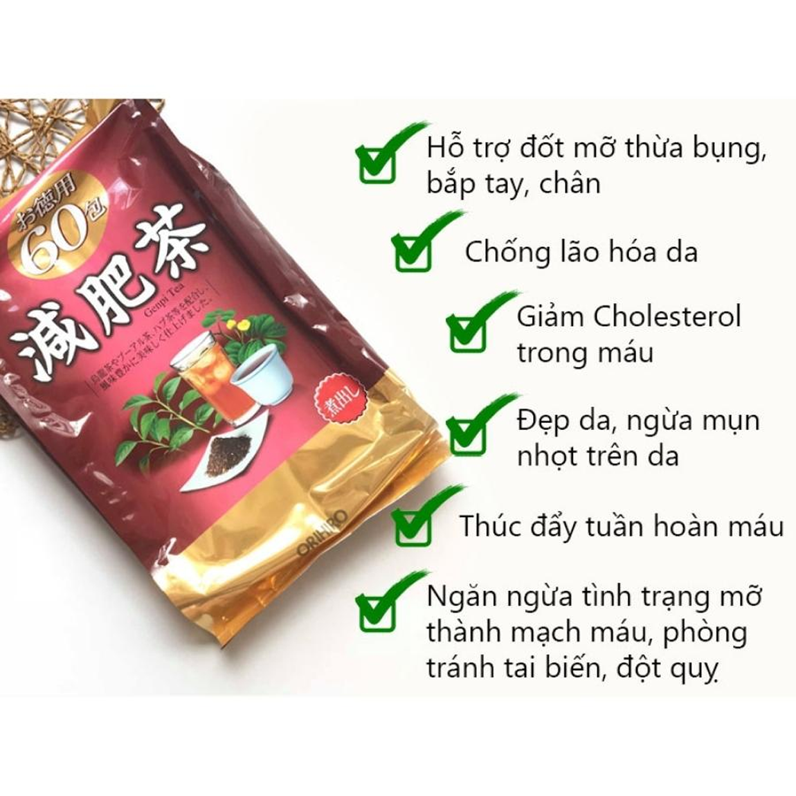 Trà tiêu mỡ Genpi Nhật Bản 60 gói