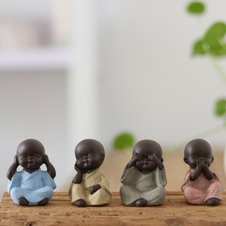 [HCM]BỘ TƯỢNG 4 CHÚ TIỂU TỨ KHÔNG GỐM TỬ SA TÍ HON CAO  4 cm