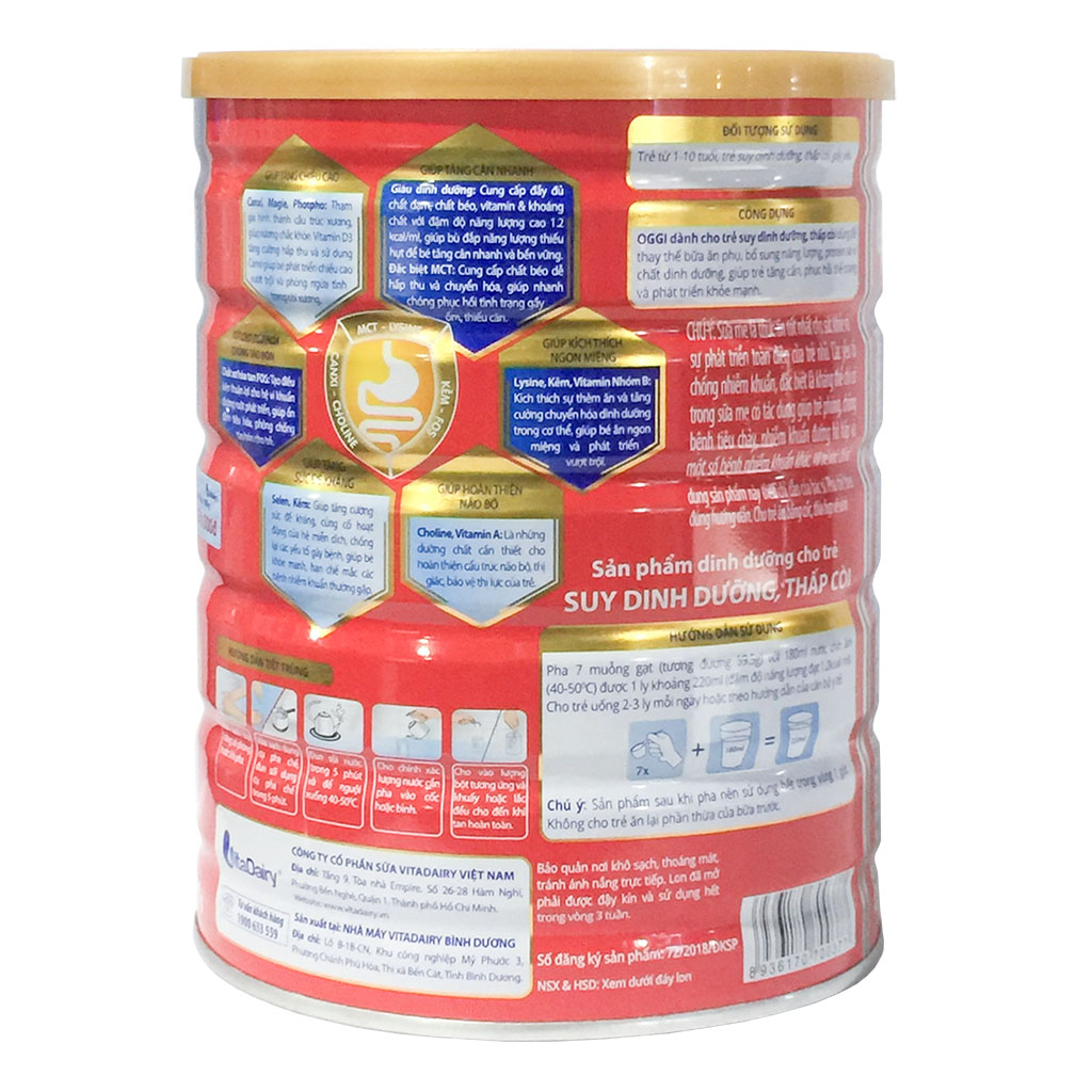 Sữa bột OGGI Gold suy dinh dưỡng 800g