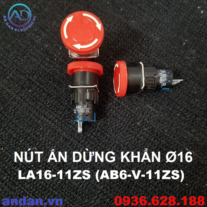Nút dừng khẩn cấp ø16mm la16-11zs - nút nhấn stop emergency d16 - ab6-v-11zs