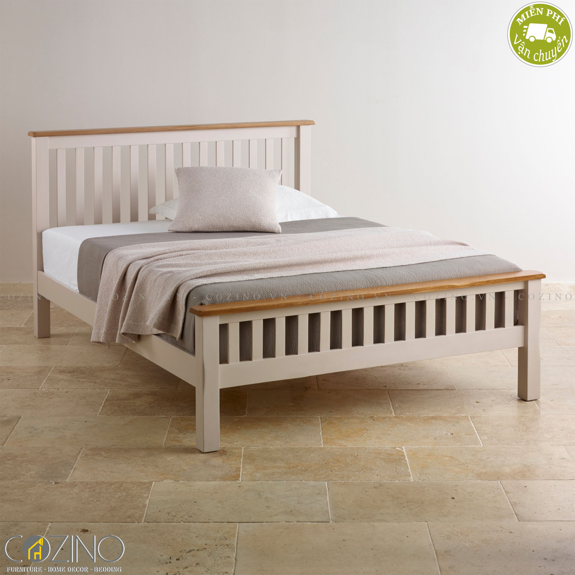 Giường đơn Sintra 100% gỗ sồi 1m0