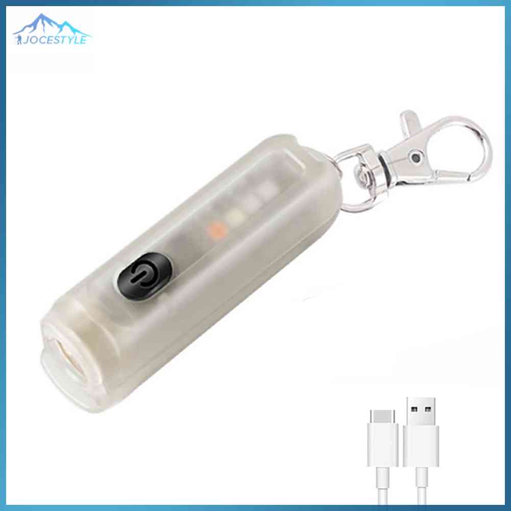 Mini Keychain Torch with Buckle USB Rechargeable EDC Emergency Flashlight