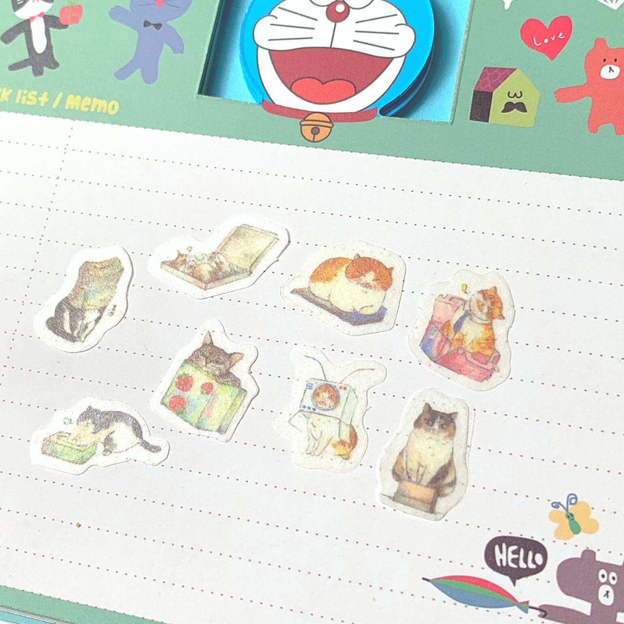 [HCM]Bộ 32 Sticker Hình Dán Mini Mèo Vàng