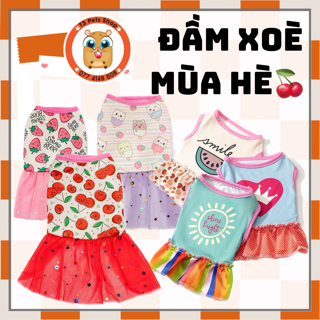 áo váy đầm xòe mùa hè dành cho chó mèo - T3 PETS SHOP