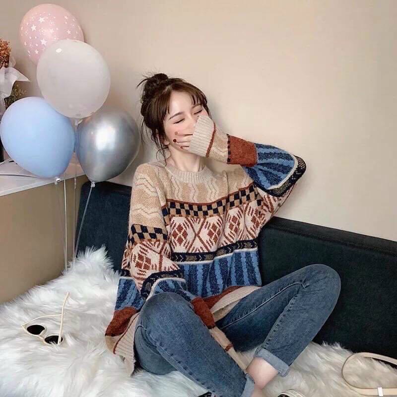 Áo len thổ cẩm noel ulzzang Hàn quốc