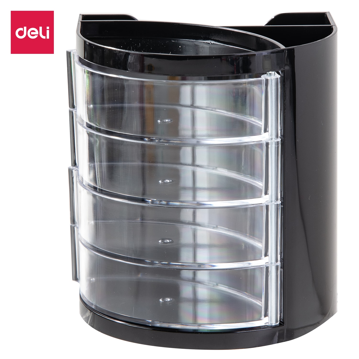 Cốc cắm bút 4 ngăn Deli, Đen -1 chiếc - E9133