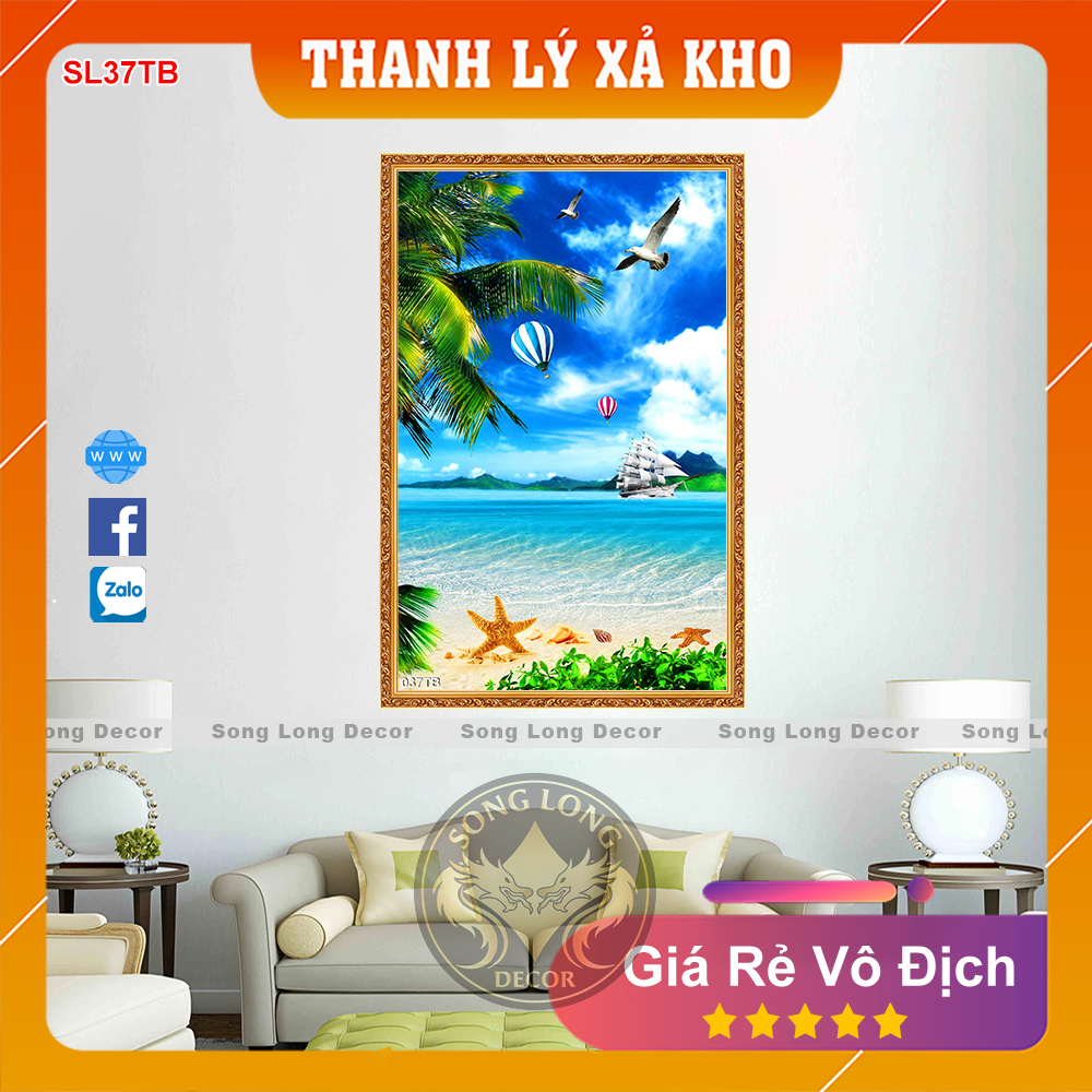 Tranh Dán Tường Thuận Buồm Xuôi Gió- SL37TB- Tranh 3d Phong Thủy - Song Long Decor