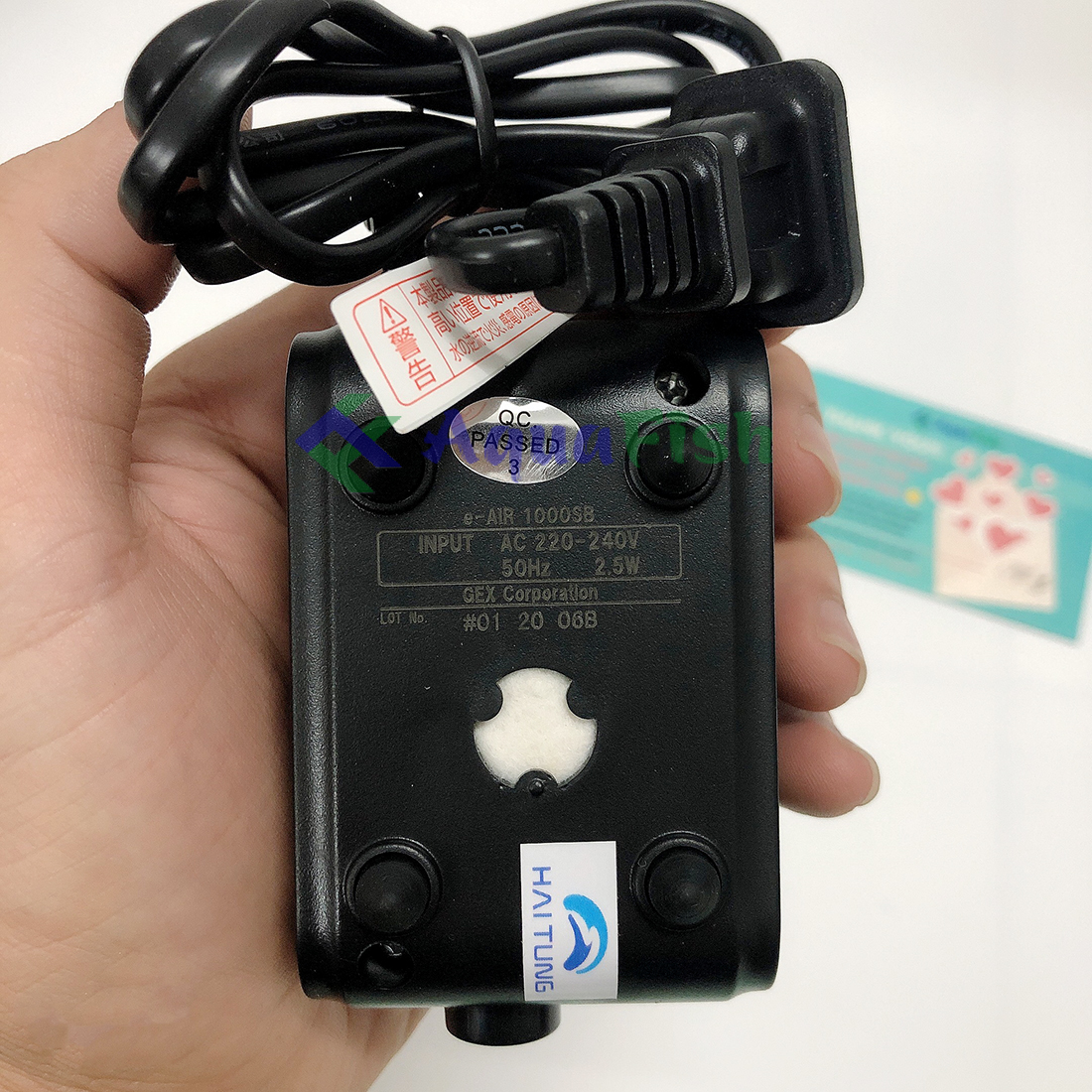 Máy Sục Khí Chạy Êm 1 Vòi GEX E-AIR 1000SB Cho Bể Cá (tặng 1 bộ dây quả sủi)
