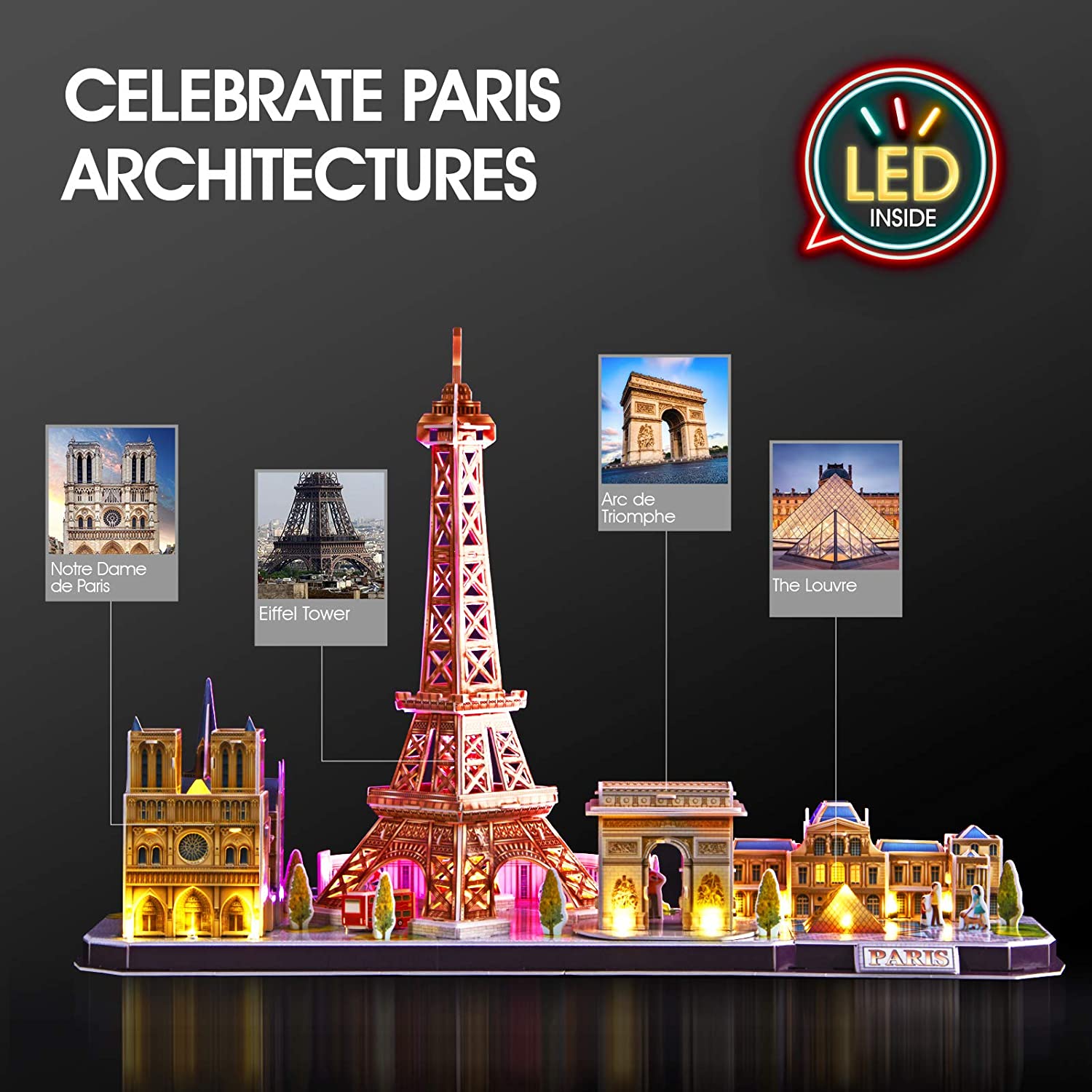 Mô Hình Giấy 3D CubicFun - Led Cityline Paris L525h