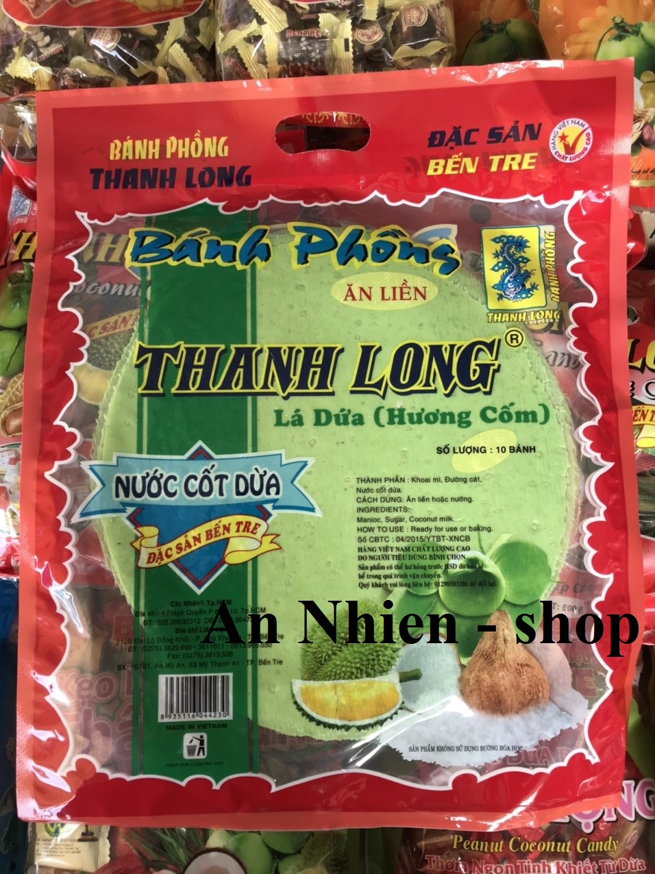 Bánh phồng sữa Thanh Long vị lá dứa