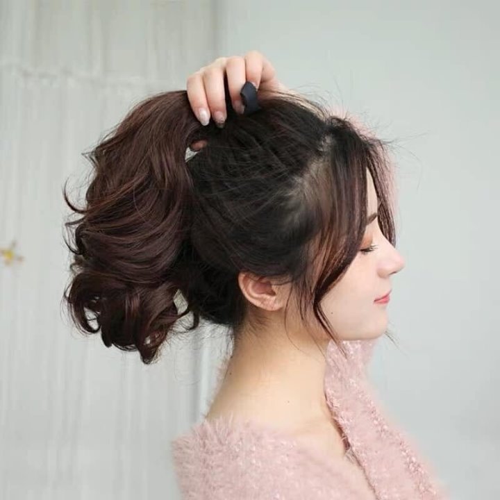 TÓC GIẢ BUỘC XOĂN LỬNG DÀI 25CM
