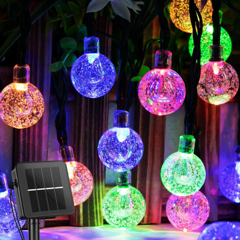 Dây đèn led trang trí năng lượng mặt trời quả cầu bi bọt chống nước 20-50-100 bóng led
