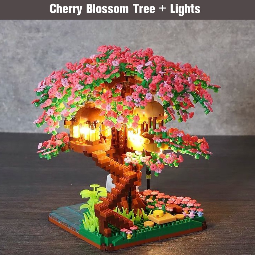 Đồ chơi lắp ráp mô hình nhà cây hoa anh đào mini DIY cho trẻ em  Gồm Khối Sakura