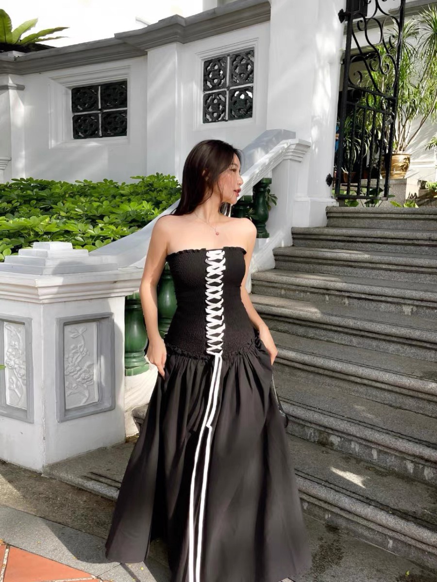 Đầm Nữ Maxi Cúp Ngực Đan Dây - Tharo Clothing [DAM00048]