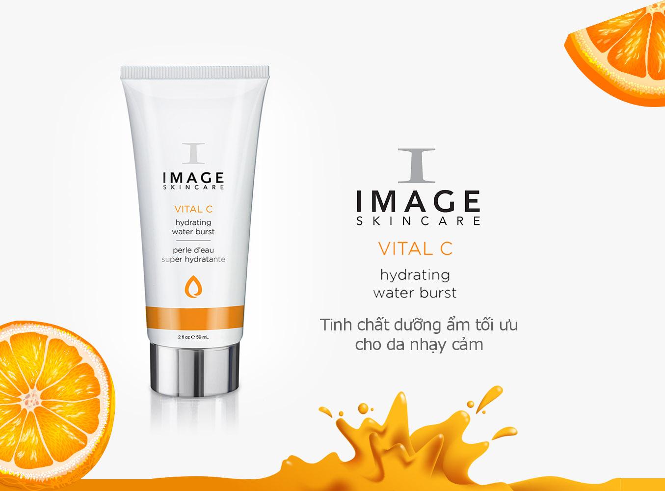 Tinh Chất Serum Khoáng Cấp Nước Dưỡng Ẩm Tối Ưu Sáng Da Giảm Nhạy Cảm Và Chống Lão Hóa Image VITAL C Hydrating Water Burst 59ml hàng nhập khẩu có tem hãng