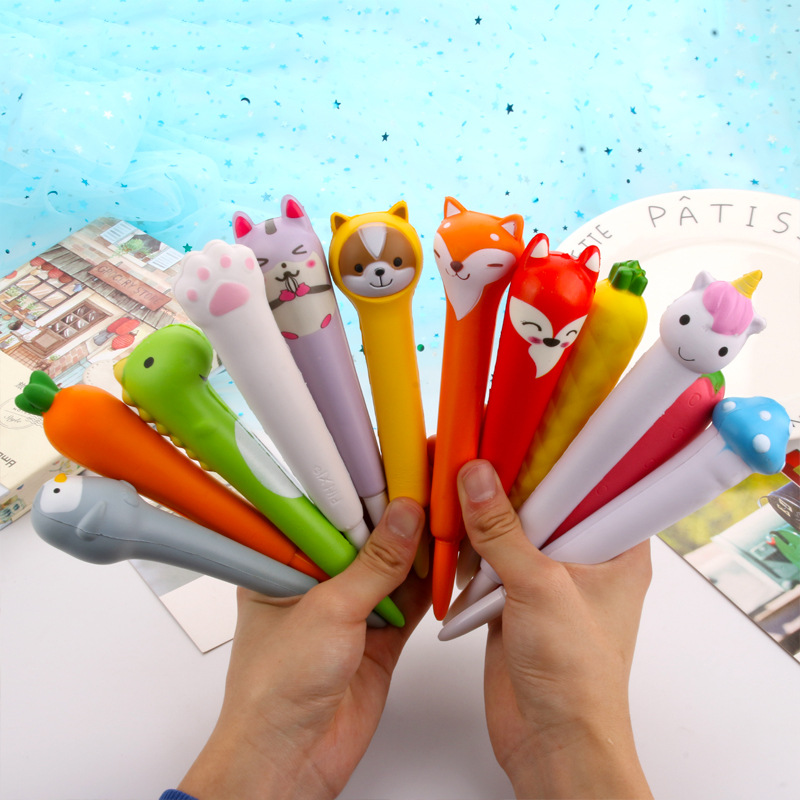 Combo 2 bút squishy gel mực đen - Mèo đeo nơ