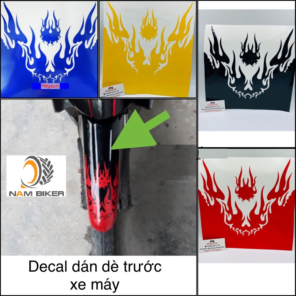 Decal dán dè trước sau xe máy (giá 1 cái)
