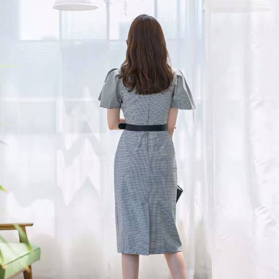 [HCM]ĐẦM ÔM CARO CỔ XẾP LI