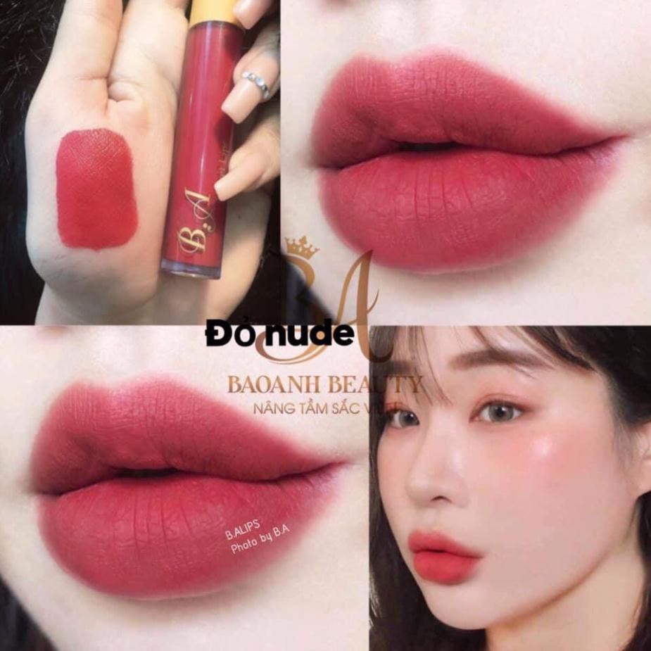 [HCM][Đỏ Nude] Son Kem Lì Nắp Vàng Cao Cấp B.A Màu Đỏ Nude