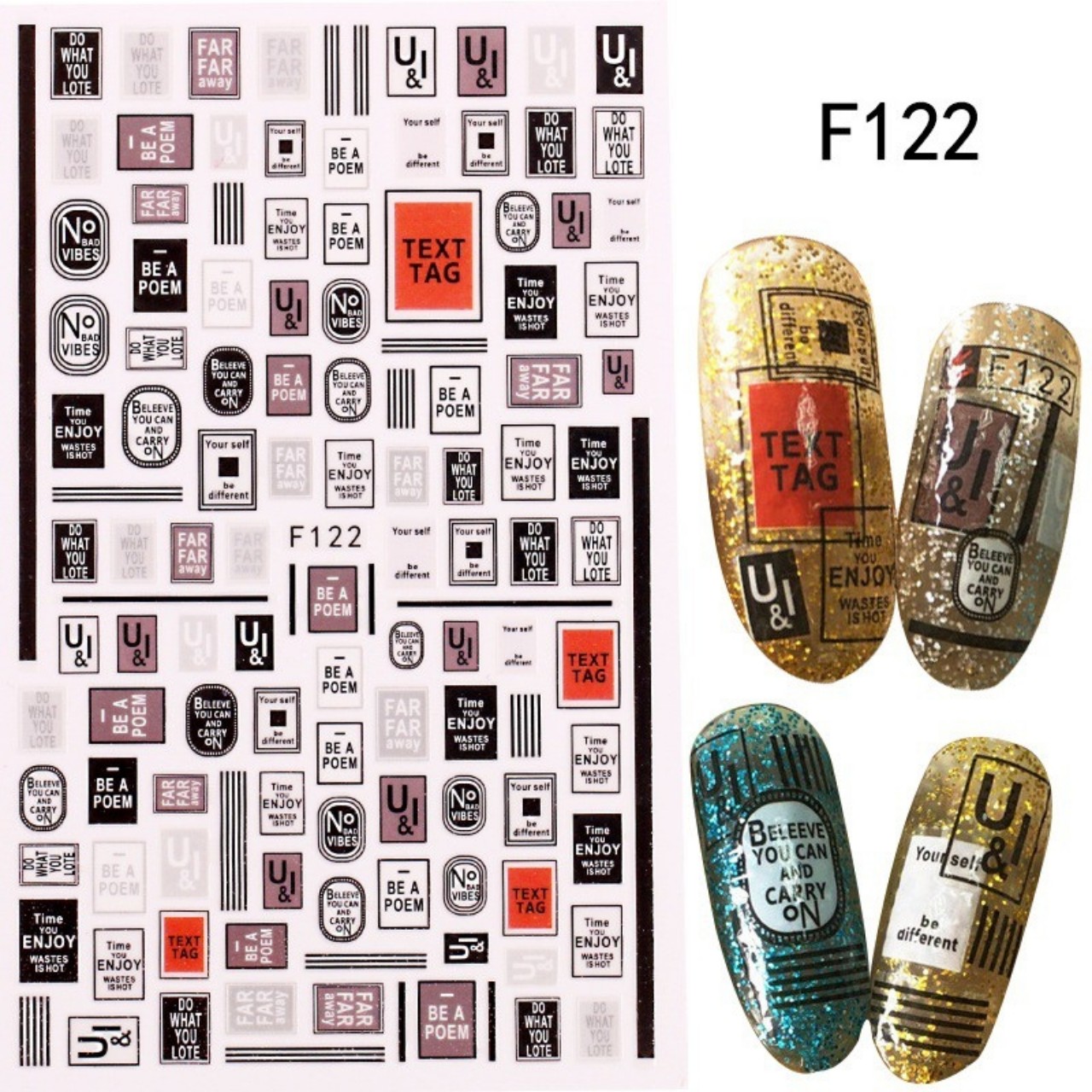 Sticker 3D chữ - Hình dán 3D trang trí móng BYH049
