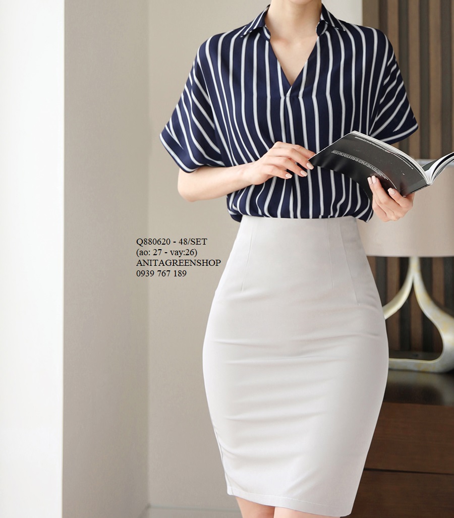 Q880620 SET ÁO VÀ CHÂN VÁY CÔNG SỞ