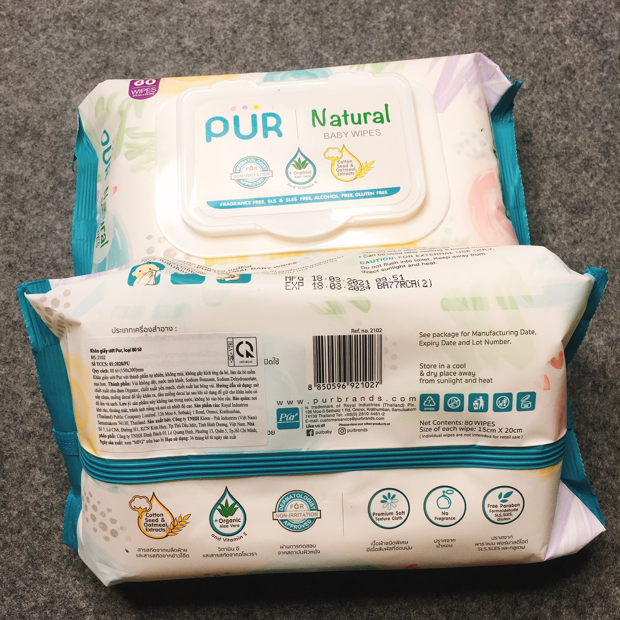 KHĂN GIẤY ƯỚT PUR - GÓI 80 TỜ