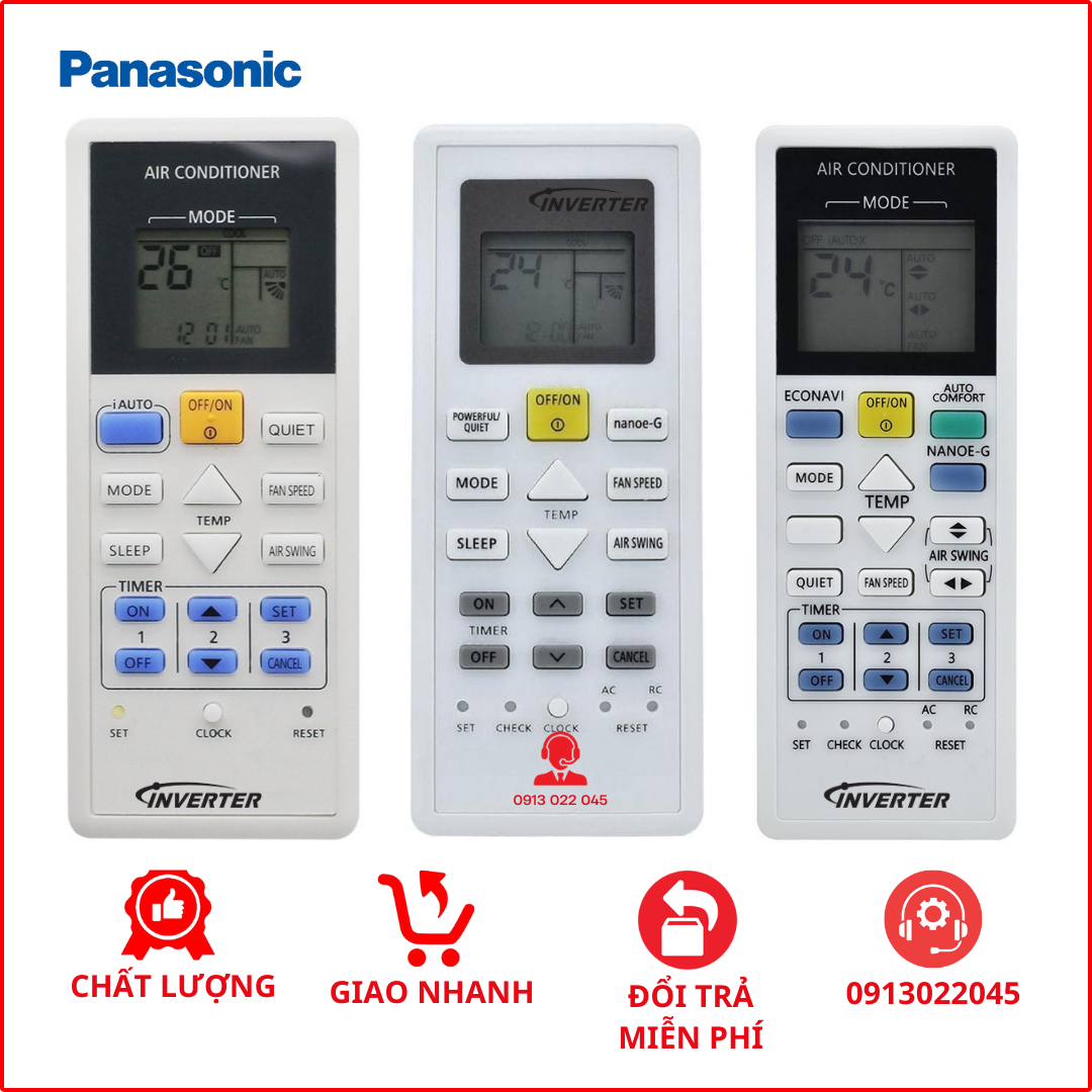 Điều khiển cho điều hòa Panasonic Inverter 1 và 2 chiều (Mới bản to)