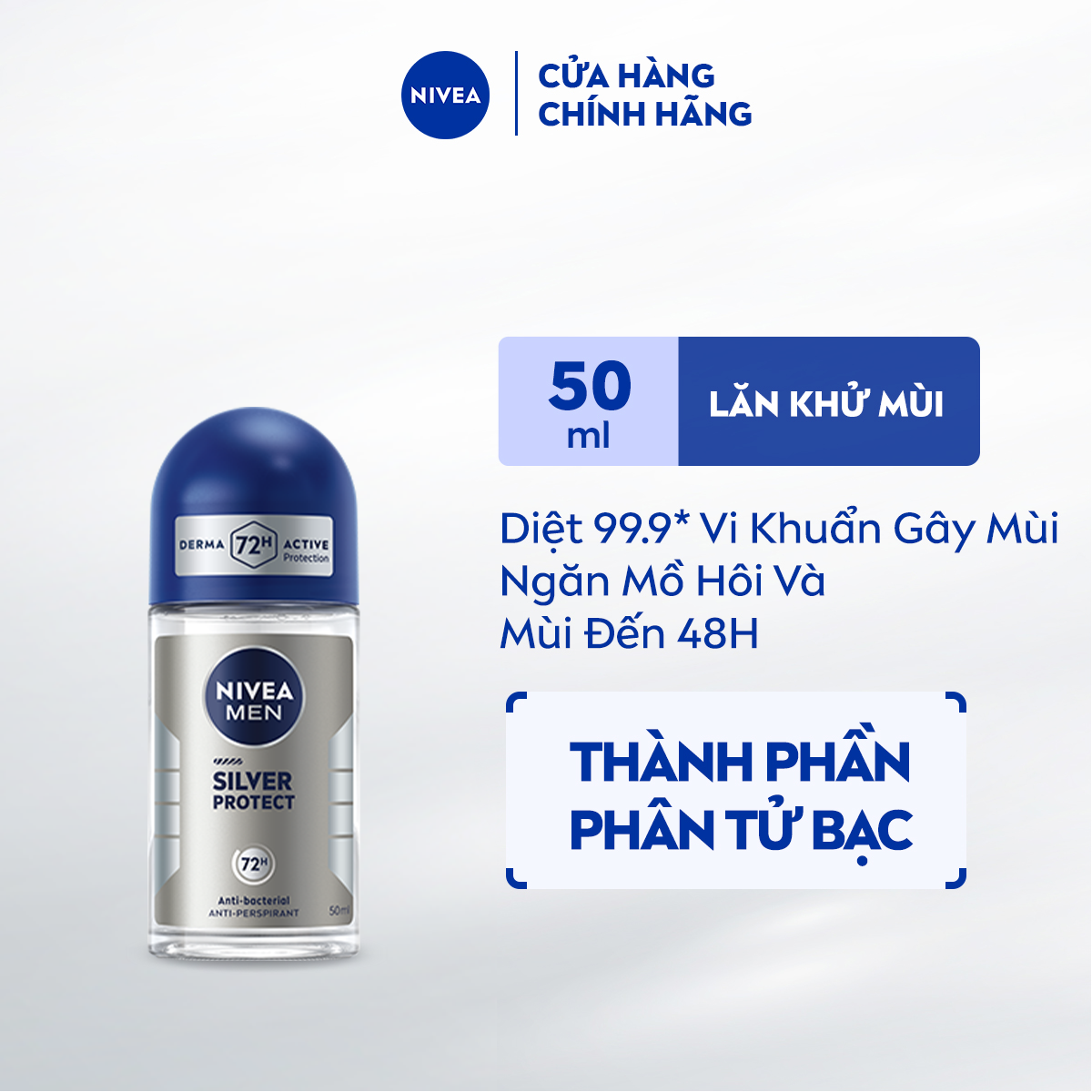 Lăn Ngăn Mùi NIVEA MEN Phân Tử Bạc (50 ml) - 83778