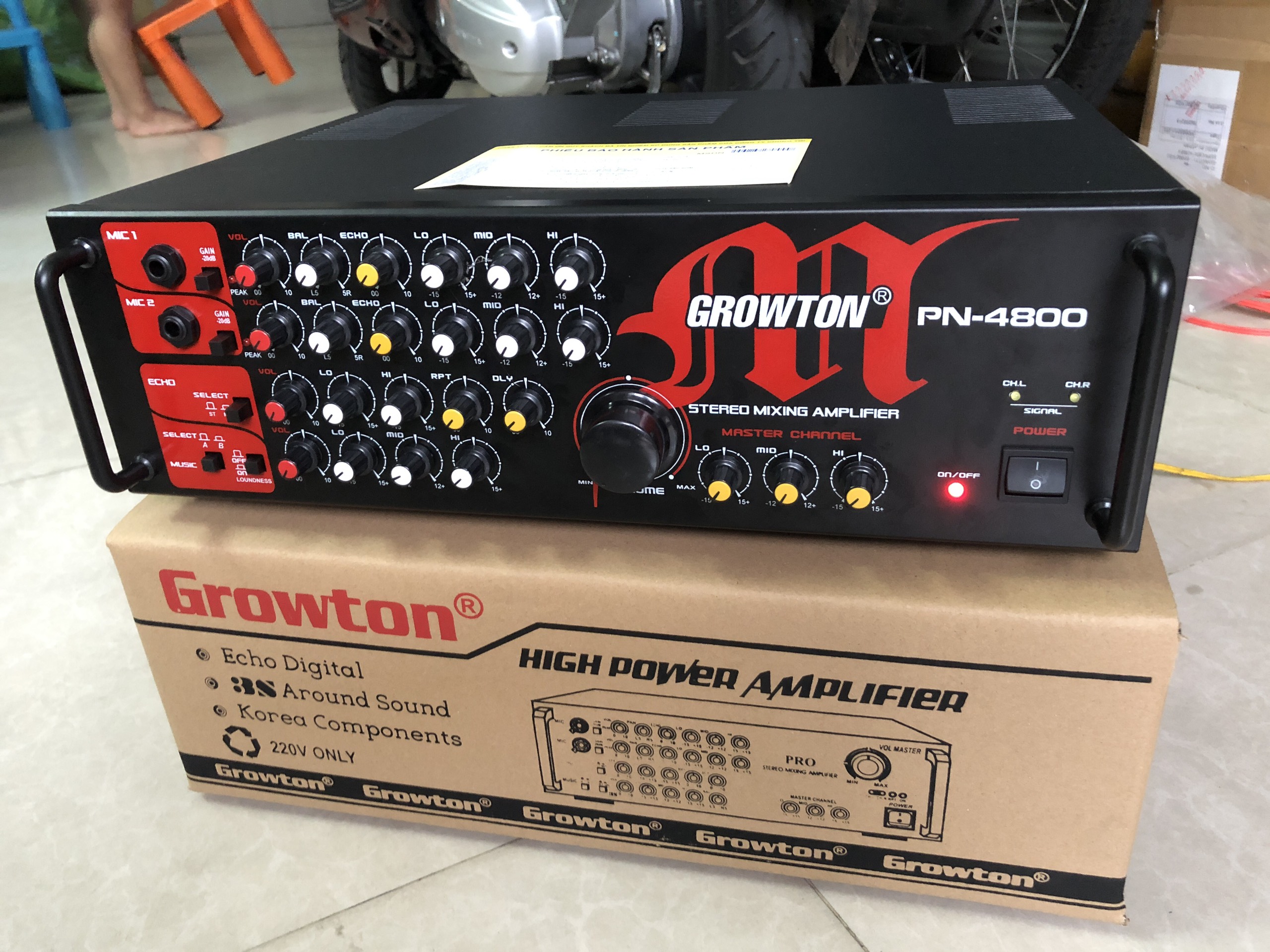 Amply Growton PN-4800 chạy 8 sò Cs 600W (mẫu mới 2023)