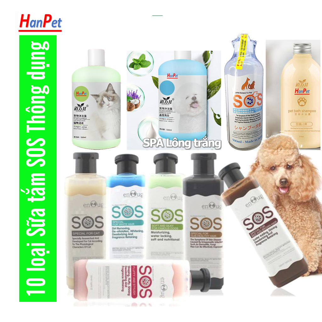 HN- Sữa Tắm SOS (Đủ màu )- 530ml - Dành cho tất cả các loại chó mèo dầu tắm chuyên dụng cho các spa chuyên nghiệp - dầu gội đầu chó /  sữa tắm mèo / dầu gội chó mèo