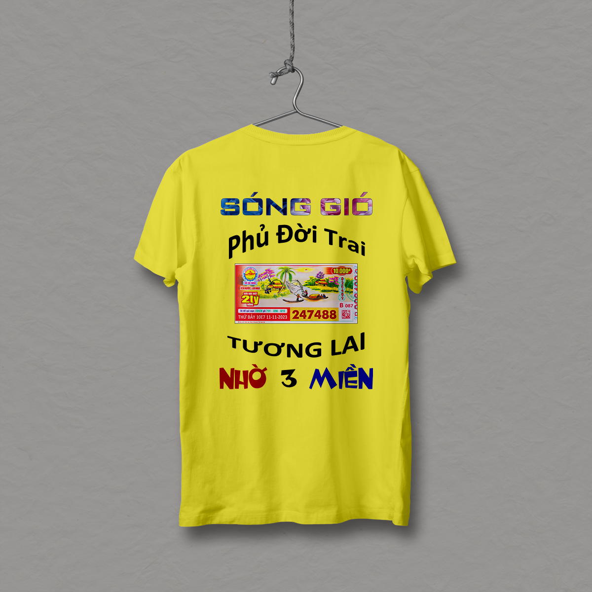DH00488 - Áo Thun DUHI, Áo Phông Vé Số Độc Lạ (Sóng Gió Phủ Đời Trai - Tương Lai Nhờ 3 Miền)