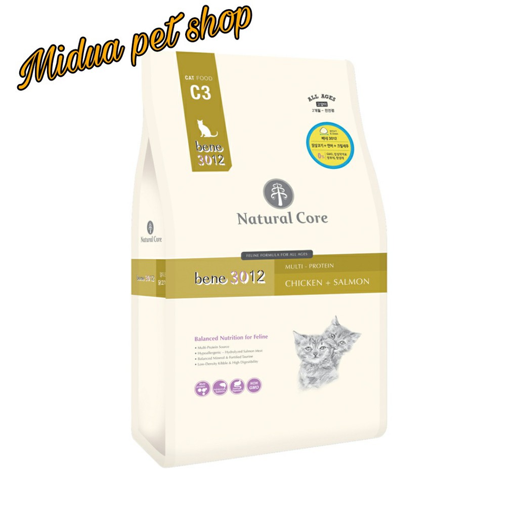 [Hoàn Tiền 10%] 5kg Thức ăn cho mèo Thịt gà và cá hồi NATURAL CORE C3 BENE 3012