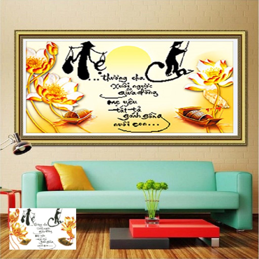 Tranh đính đá Cha Mẹ DF131 - KT 75x48cm